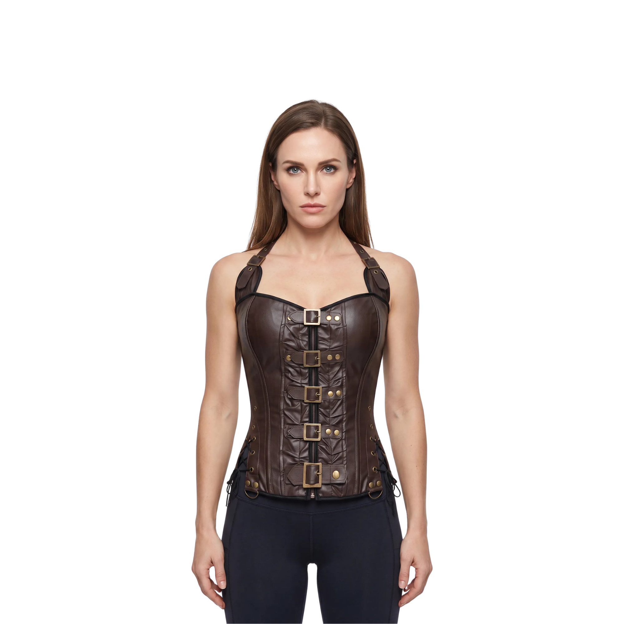 Rückenfreies Korsett aus Kunstleder Steampunk – Gothic-Punk-Stil