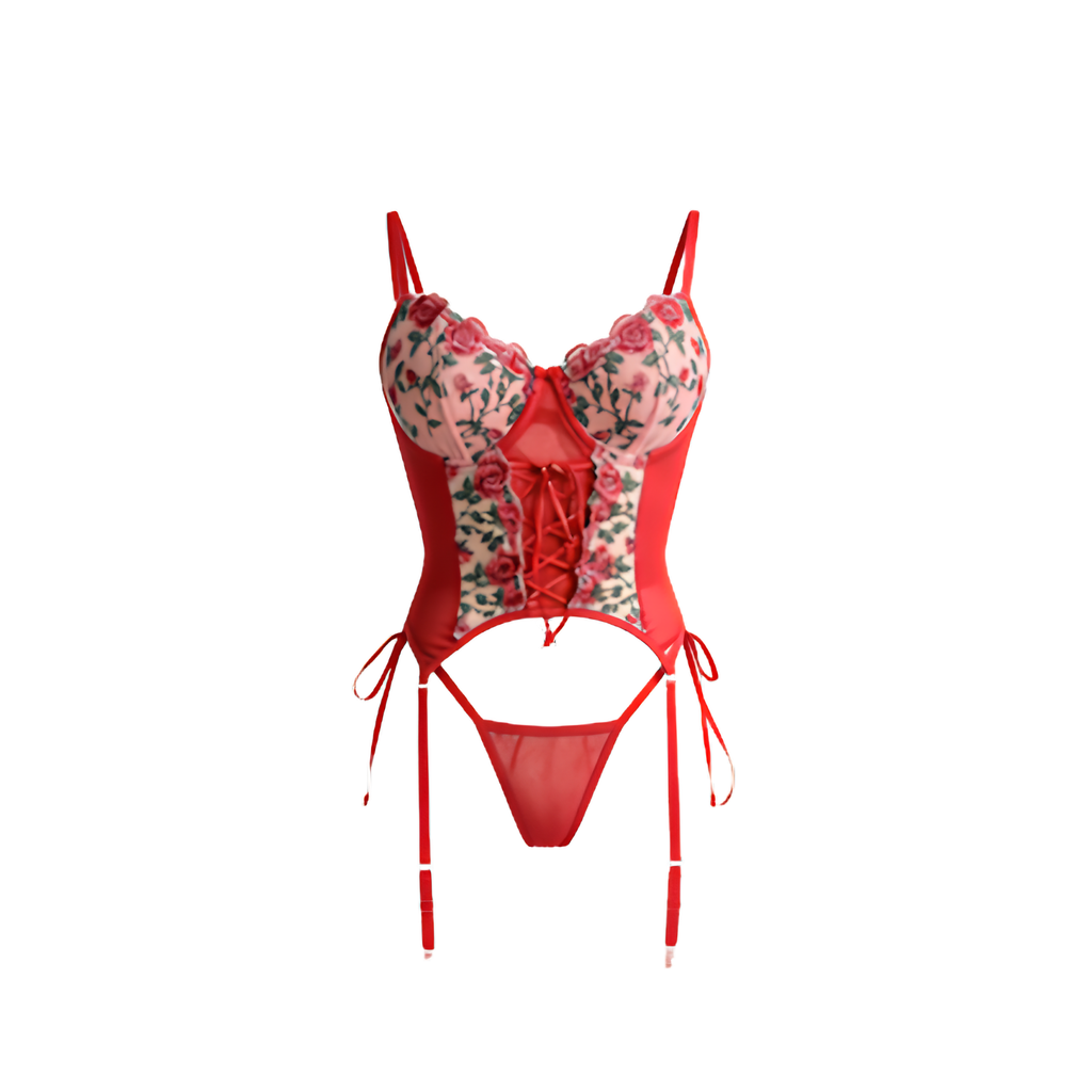 Corset en dentelle brodée florale – Julietta – vue 6 | Les Secrets de Léa