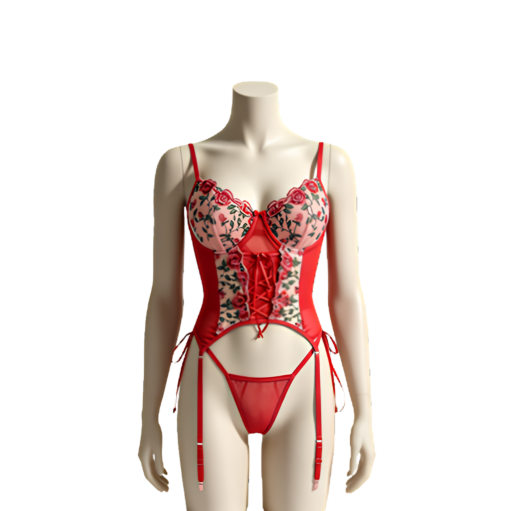 Corset en dentelle brodée florale – Julietta – vue 7 | Les Secrets de Léa