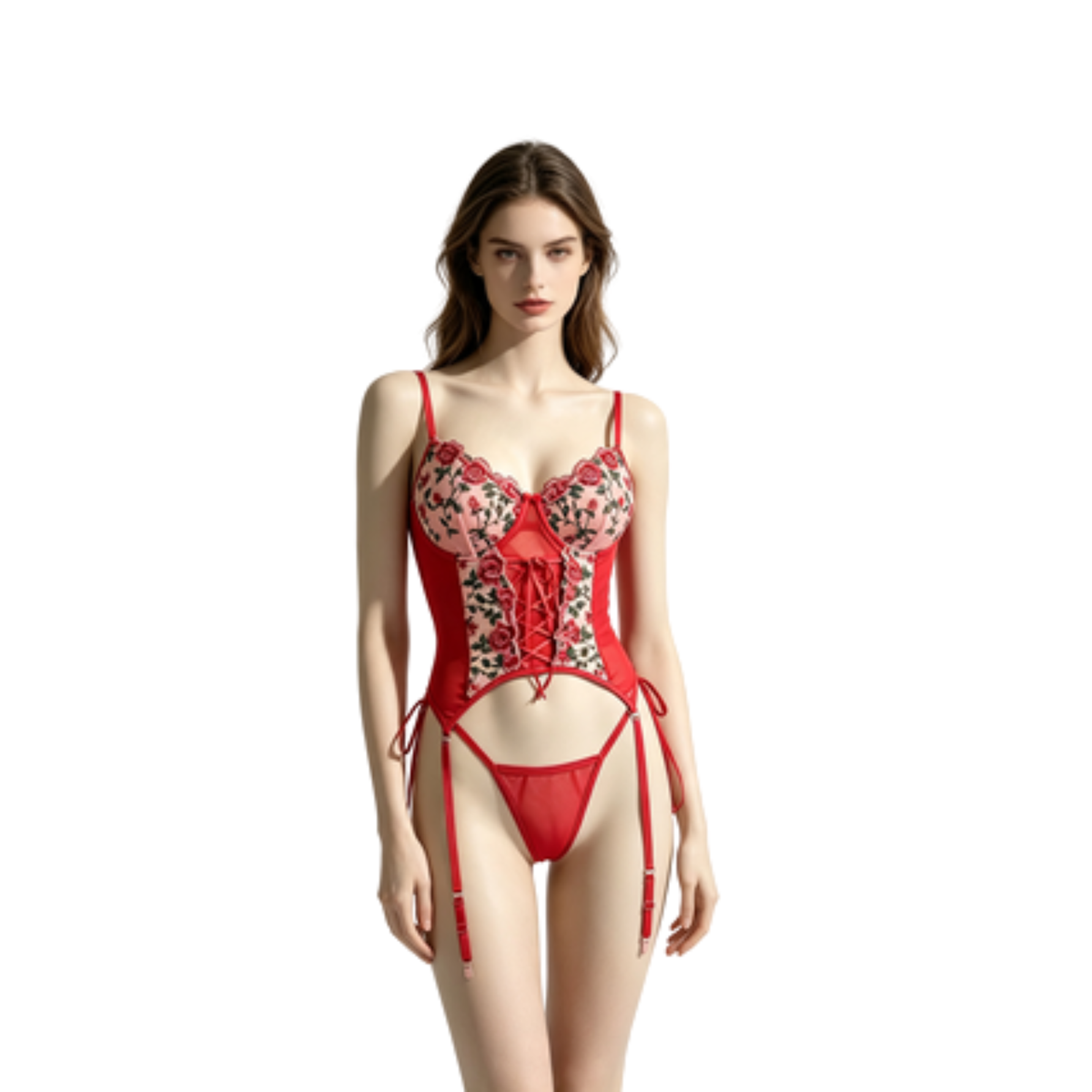 Corset en dentelle brodée florale – Julietta – vue 8 | Les Secrets de Léa