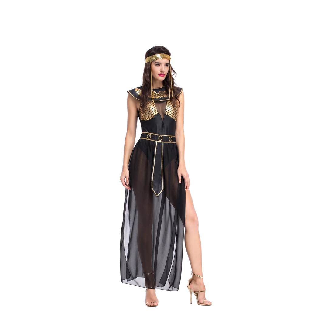 Costume Cléopâtre égyptienne – Robe dorée et coiffe