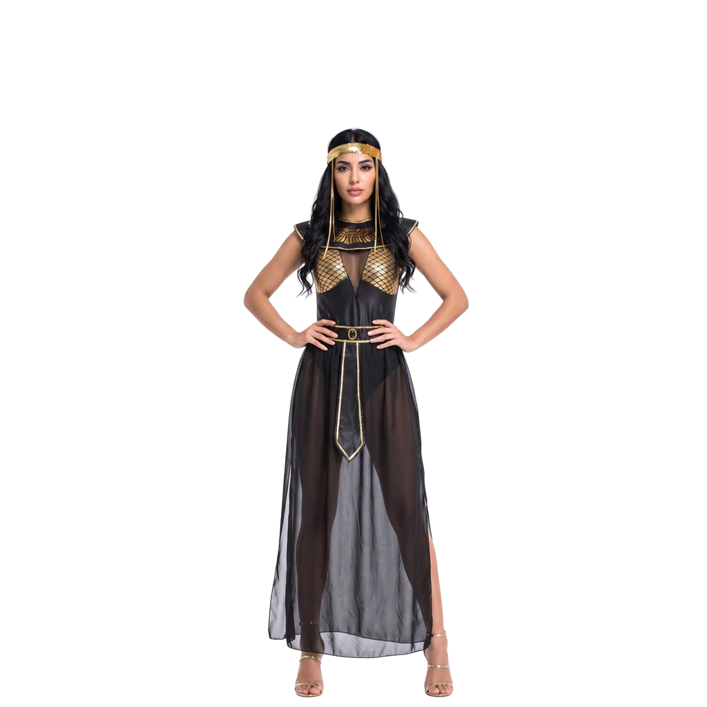 Costume Cléopâtre égyptienne – Robe dorée et coiffe