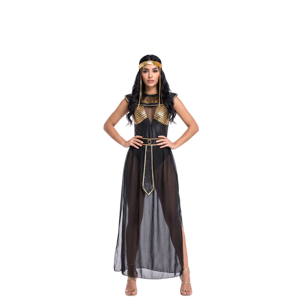 Costume Cléopâtre égyptienne – Robe dorée et coiffe