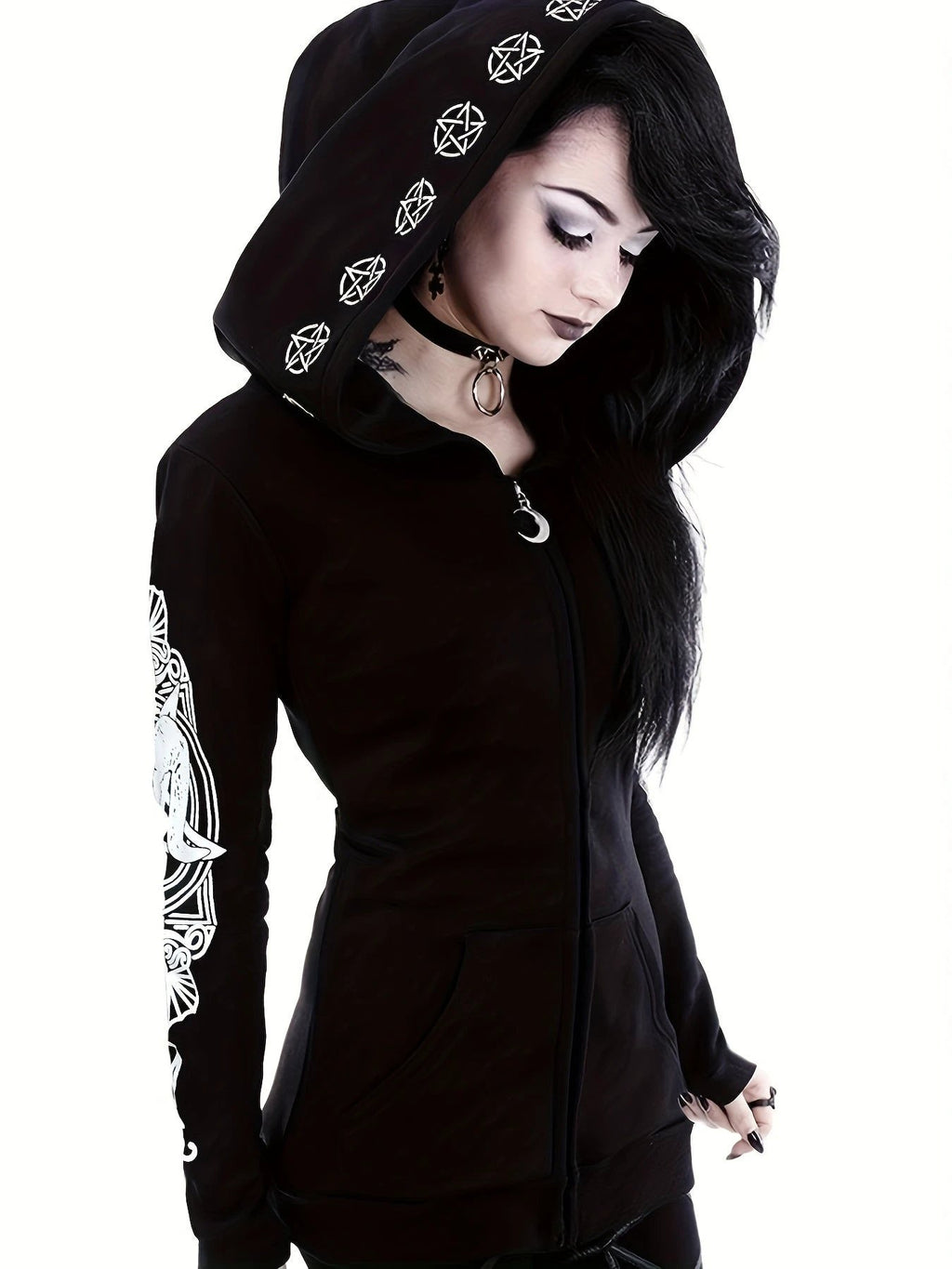 Sweat zippé à capuche femme – Motif géométrique - LSDLBoutique