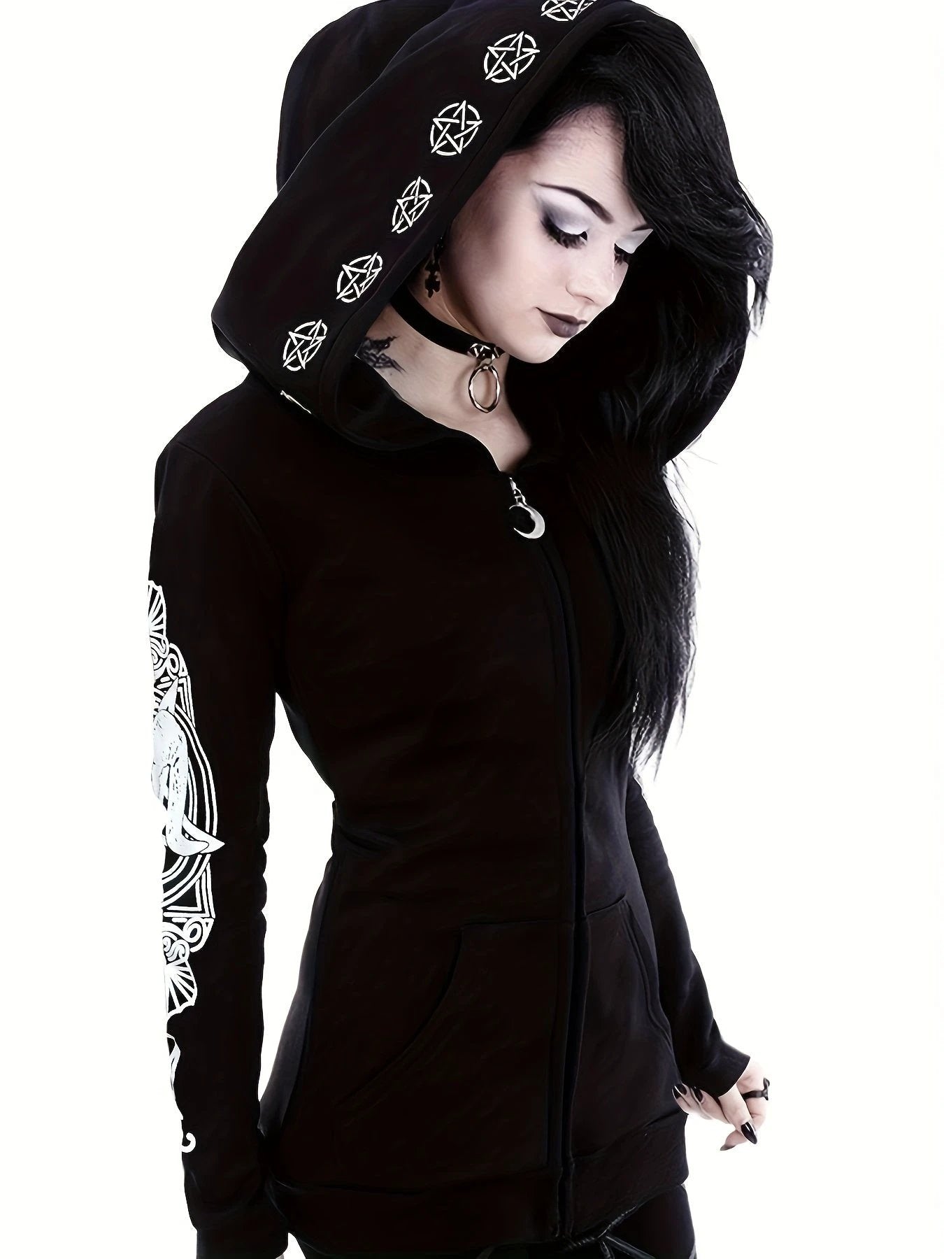 Sweat zippé à capuche femme – Motif géométrique - LSDLBoutique