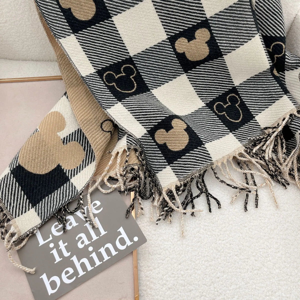 Écharpe à franges imprimée douce – 200 × 33 cm, 9 motifs – vue 2 | Les Secrets de Léa