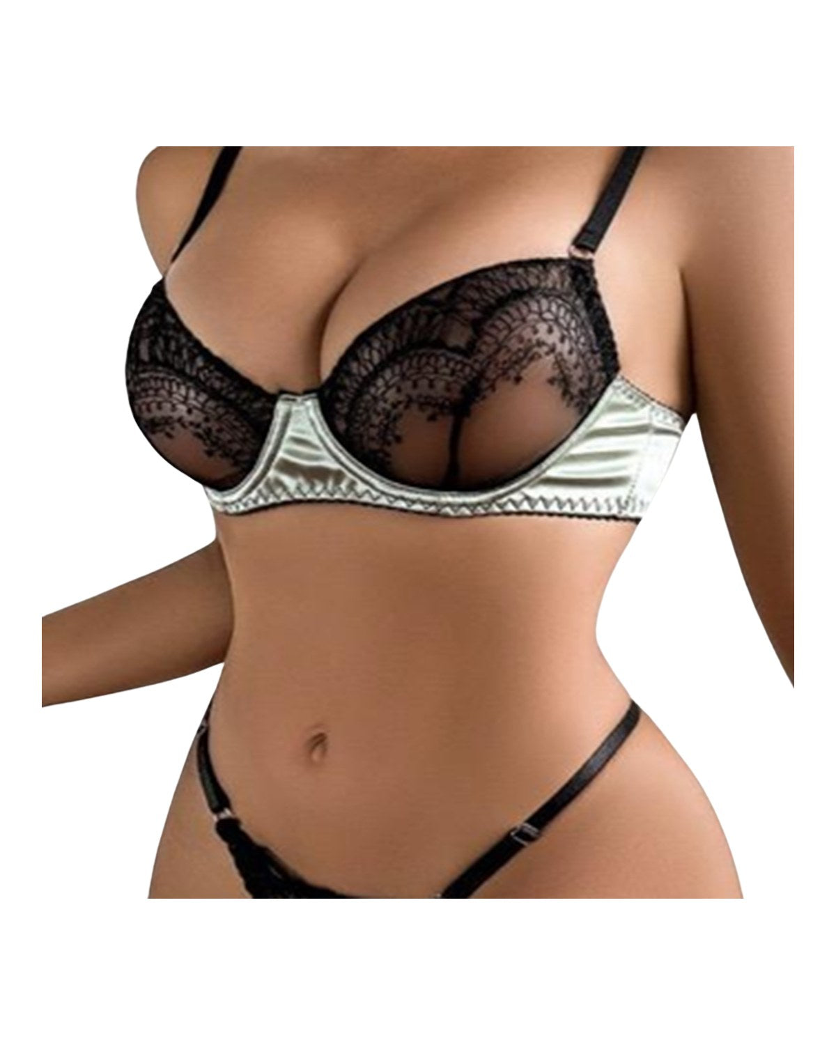 Ensemble dentelle noire et satin ivoire – Thaïs – Les Secrets de Léa