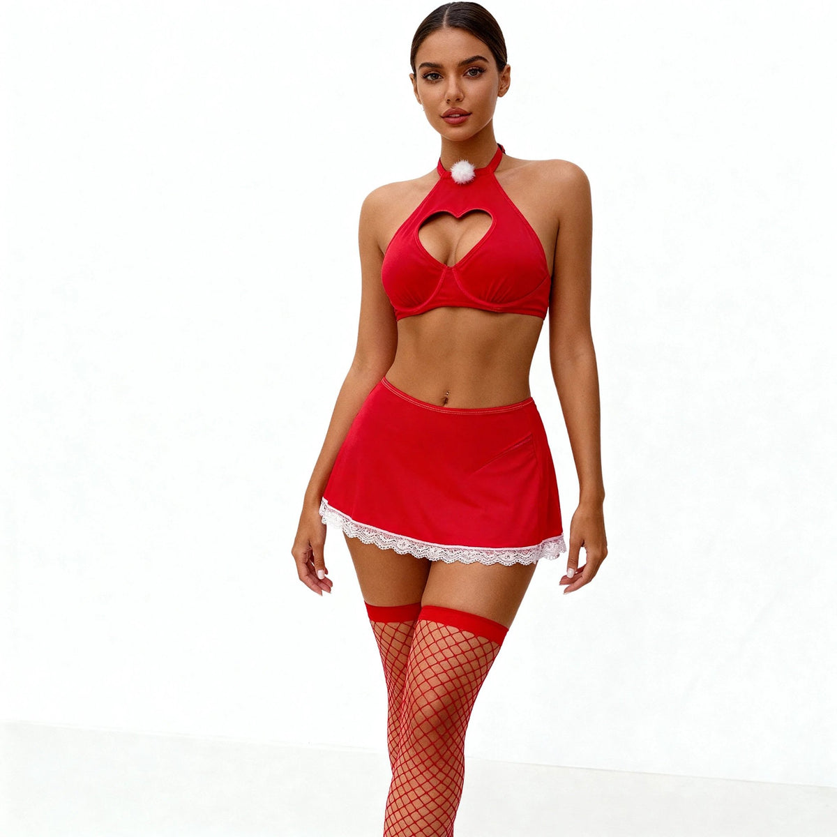 Les Secrets de Léa – Ensemble lingerie rouge 4 pièces avec découpe cœur – Alessandra – vue 2