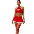 Les Secrets de Léa – Ensemble lingerie rouge 4 pièces avec découpe cœur – Alessandra – S