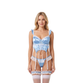 Ensemble lingerie satin jacquard – Bustier cœur, laçage devant