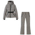 Ensemble parka et pantalon à capuche – 2 motifs – Losanges noir et crème