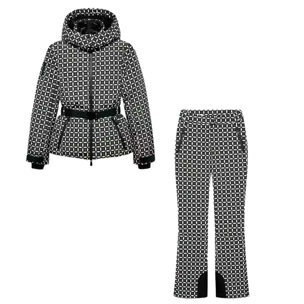 Ensemble parka et pantalon à capuche – 2 motifs – Maillons noir et blanc