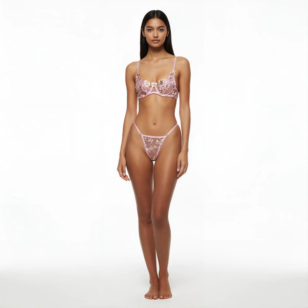 Ensemble soutien-gorge et tanga brodé papillons – Louane | Les Secrets de Léa