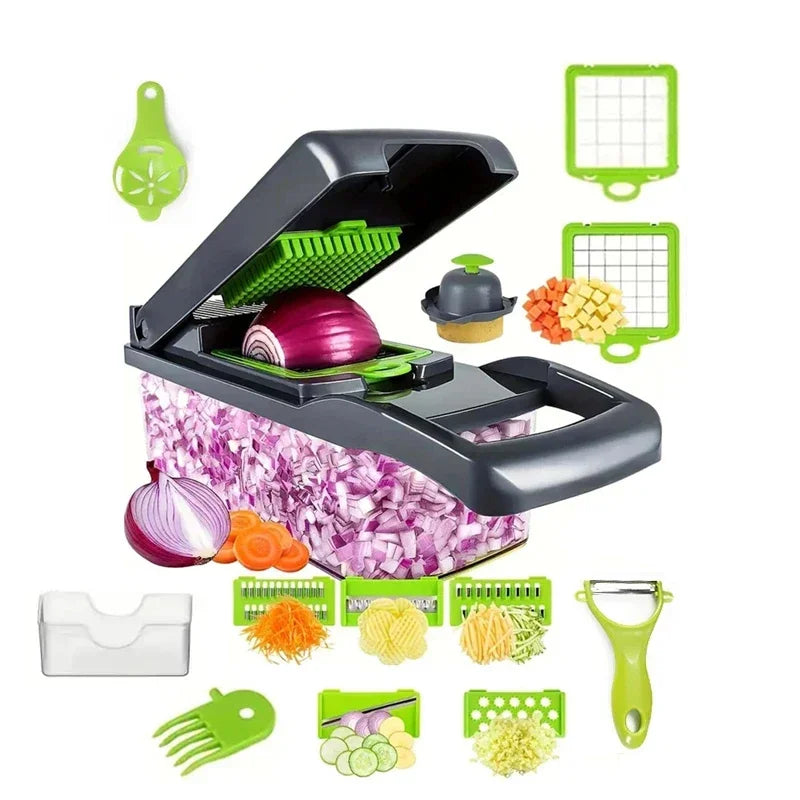 Hachoir à légumes multifonction 14 ou 16 en 1 avec bac – vue 9 | Les Secrets de Léa