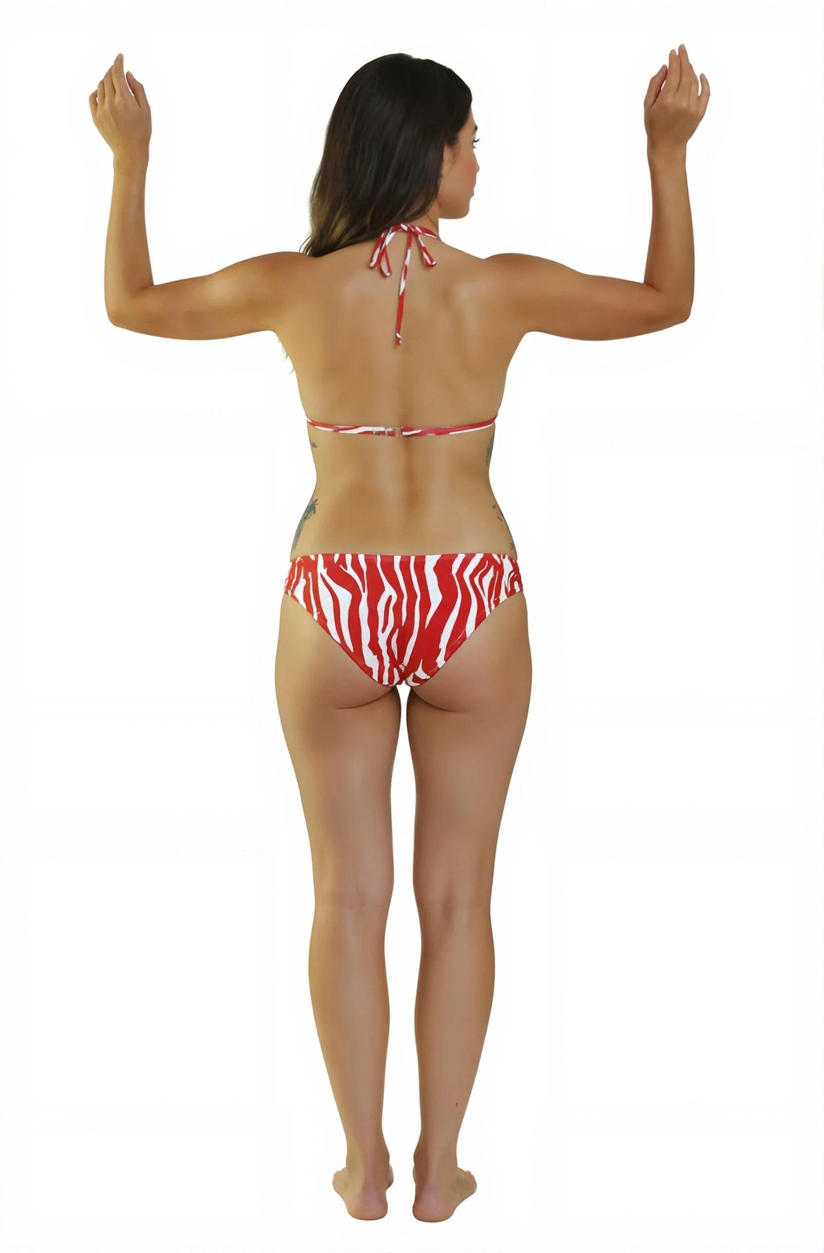 Les Secrets de Léa – Bikini triangle zébré rouge et blanc – Iséa - LSDLBoutique