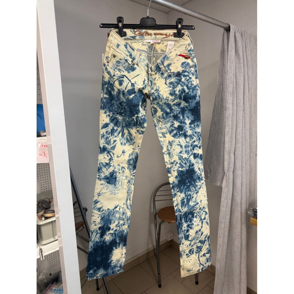 Jean slim tie and dye bleu et écru – Taille basse – vue 2