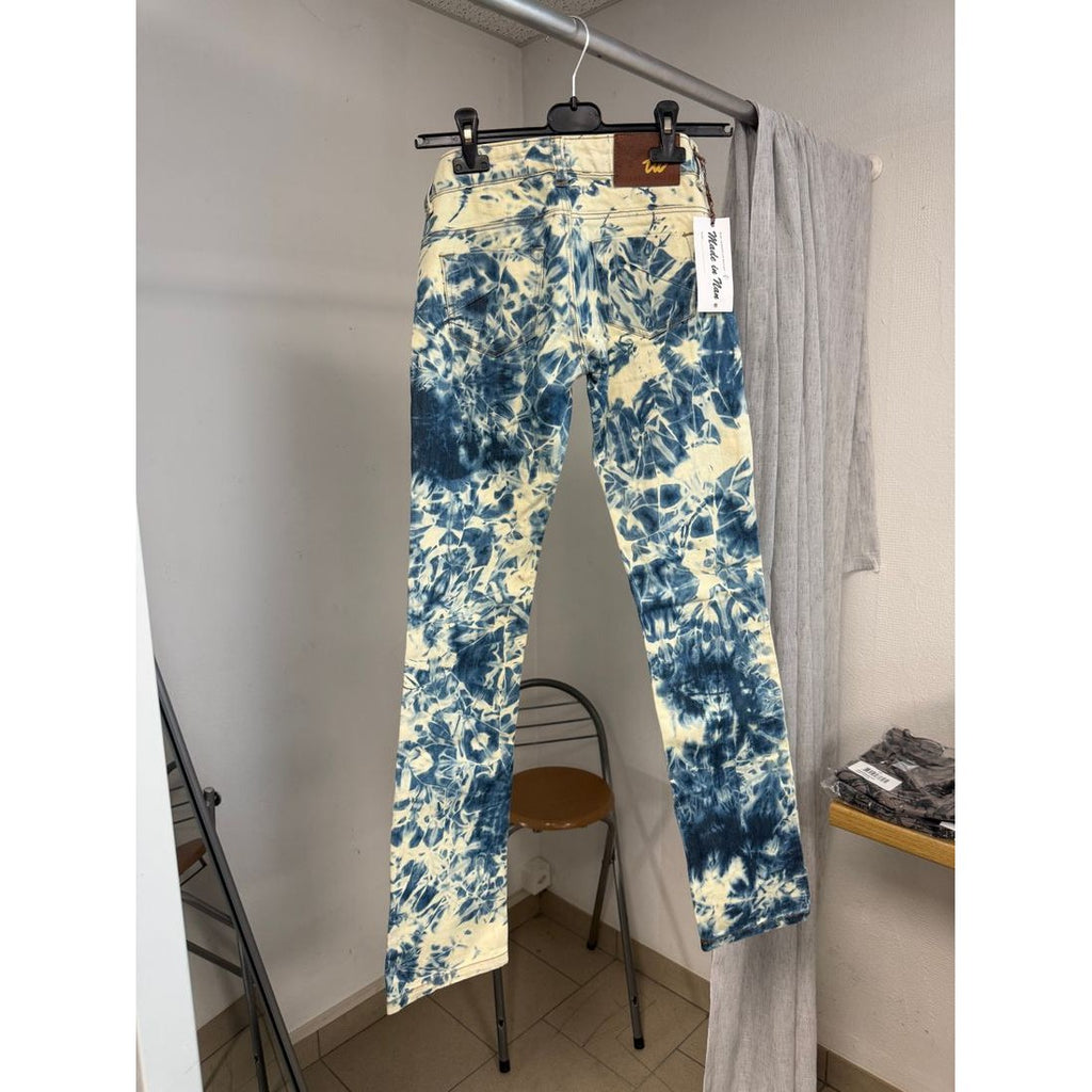 Jean slim tie and dye bleu et écru – Taille basse – vue 4