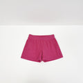 Short éponge rose fuchsia – taille haute froncée Jennyfer, présenté à plat sur fond blanc