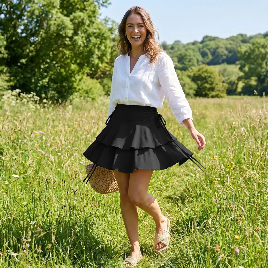 Jupe courte évasée à taille haute - LSDLBoutique