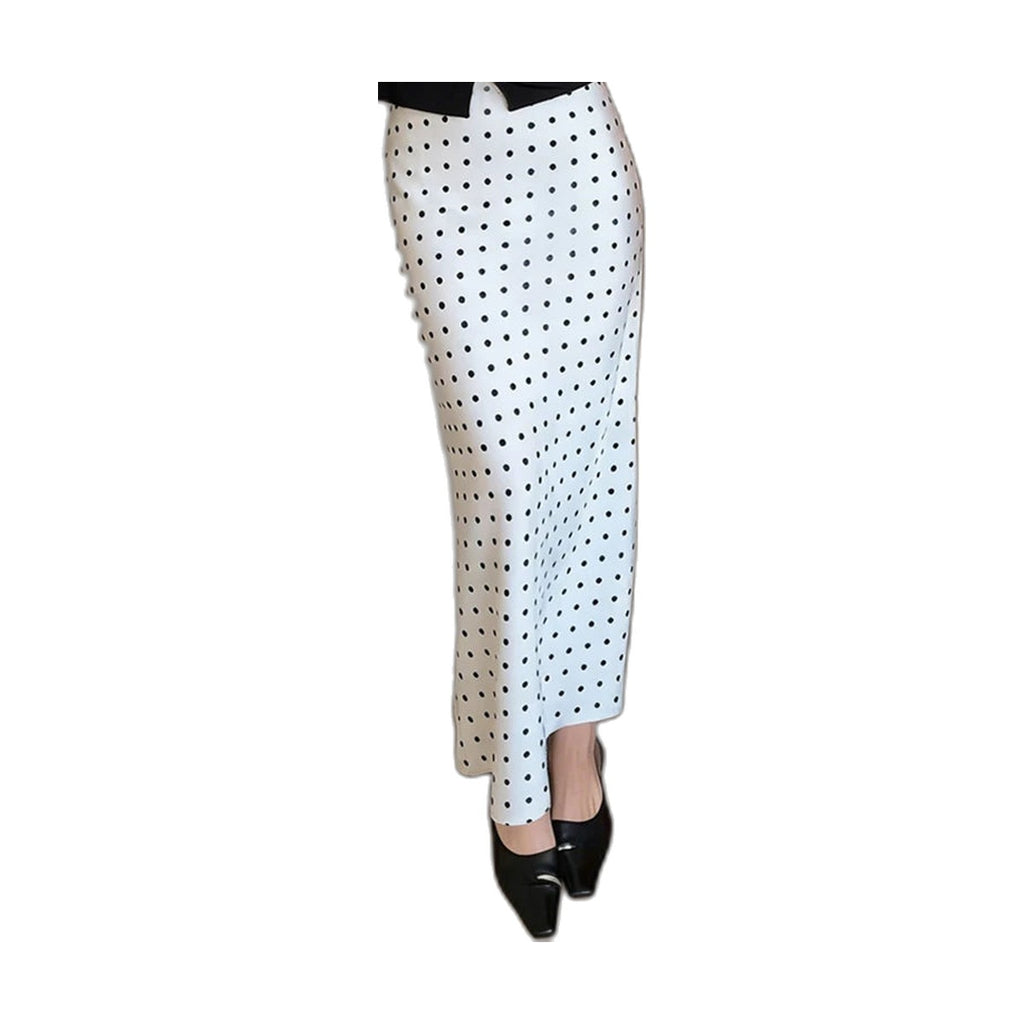 Jupe longue à pois taille haute – Blanc ou noir