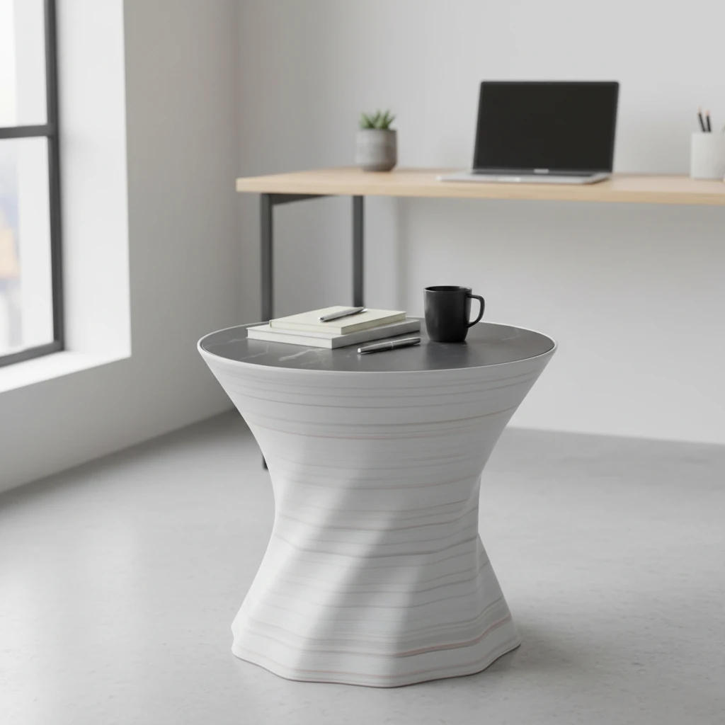 KESK – Table basse – Plateau effet marbre Ø50x40cm - LSDLBoutique