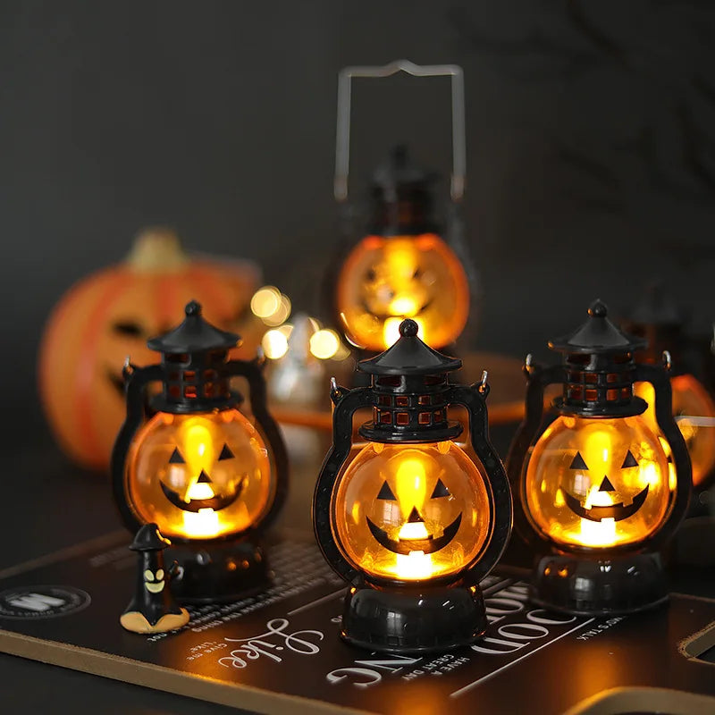 Lanterne LED citrouille Halloween façon lampe à huile – vue 2 | Les Secrets de Léa