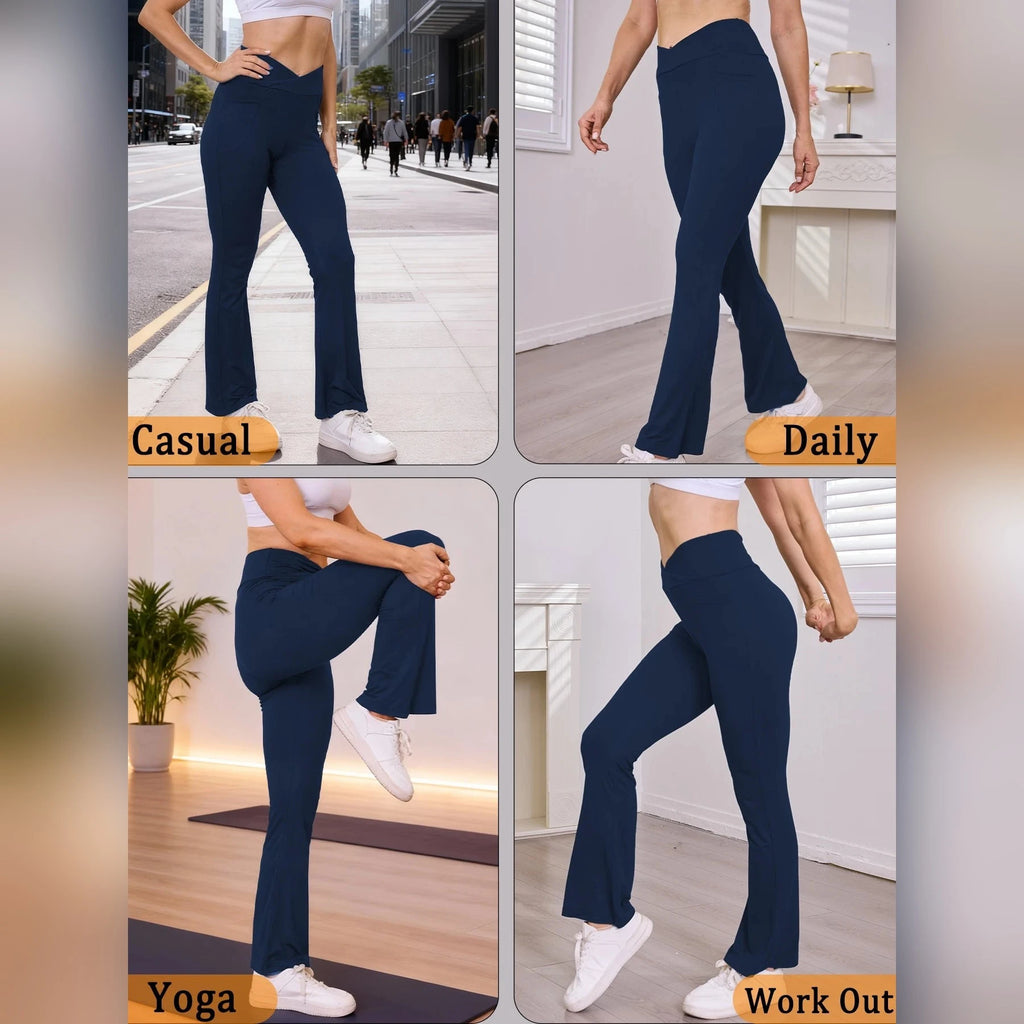 Legging évasé taille haute croisée avec poche – Femme – vue 4 | Les Secrets de Léa