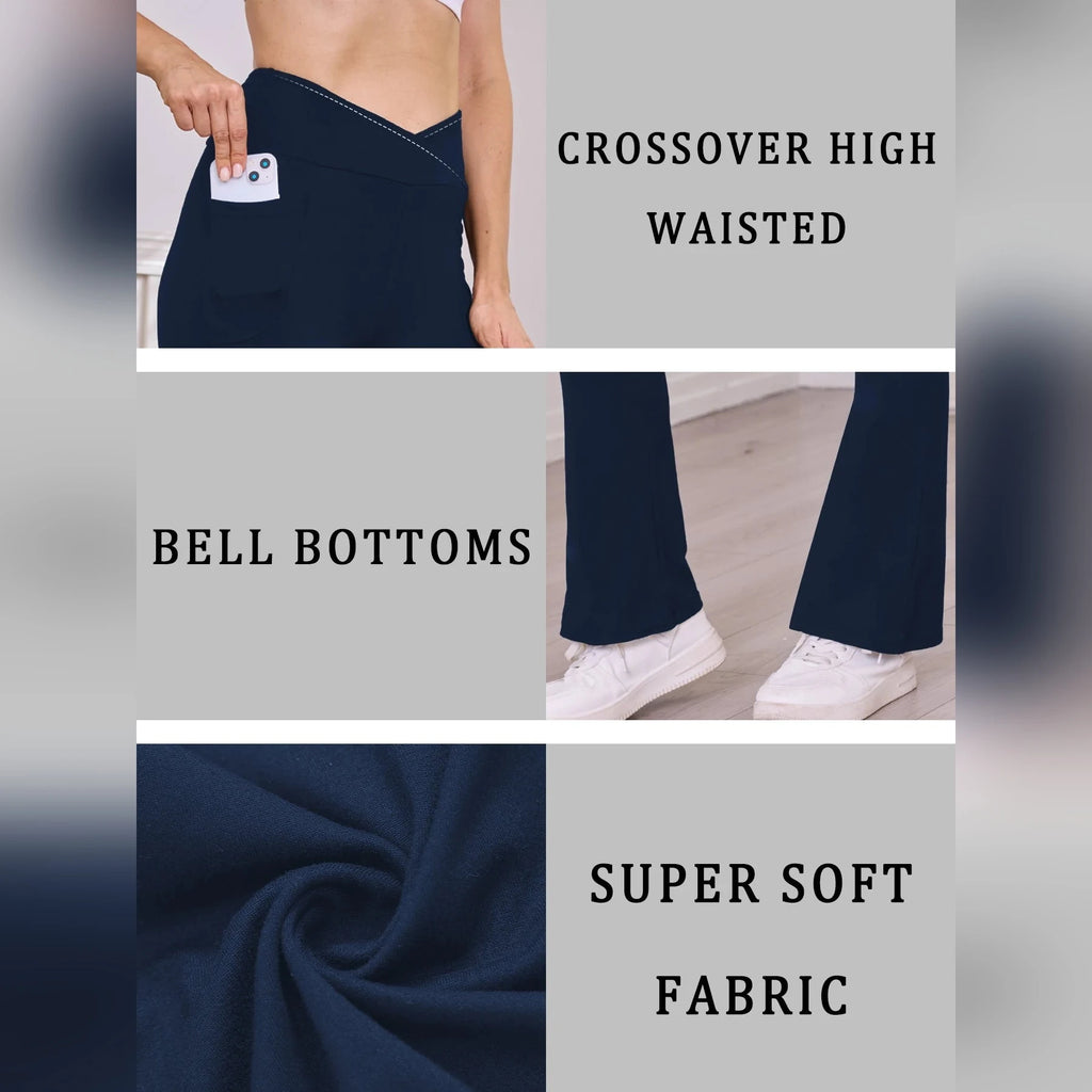 Legging évasé taille haute croisée avec poche – Femme – vue 5 | Les Secrets de Léa