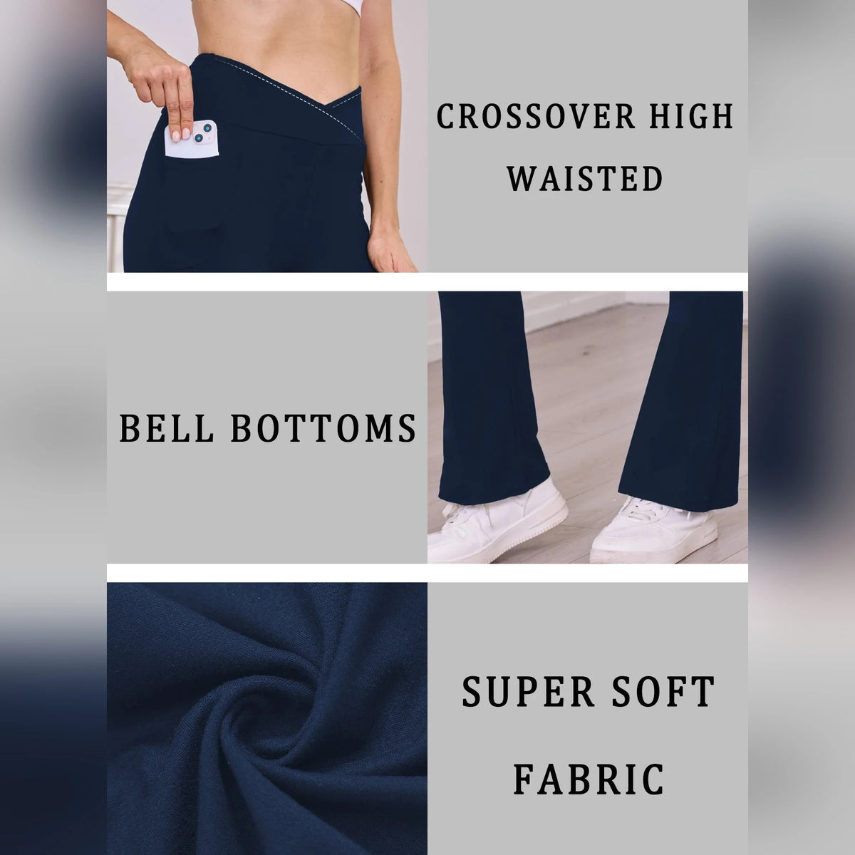 Legging évasé taille haute croisée avec poche – Femme – vue 5 | Les Secrets de Léa