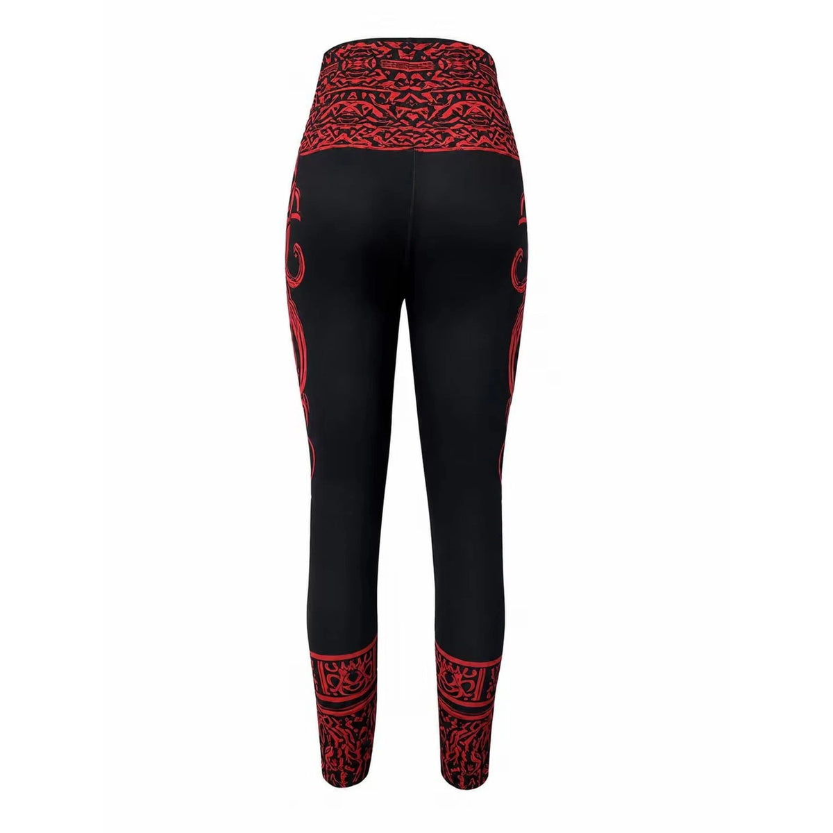 Legging noir à motifs nordiques rouges – Femme – vue 6 | Les Secrets de Léa