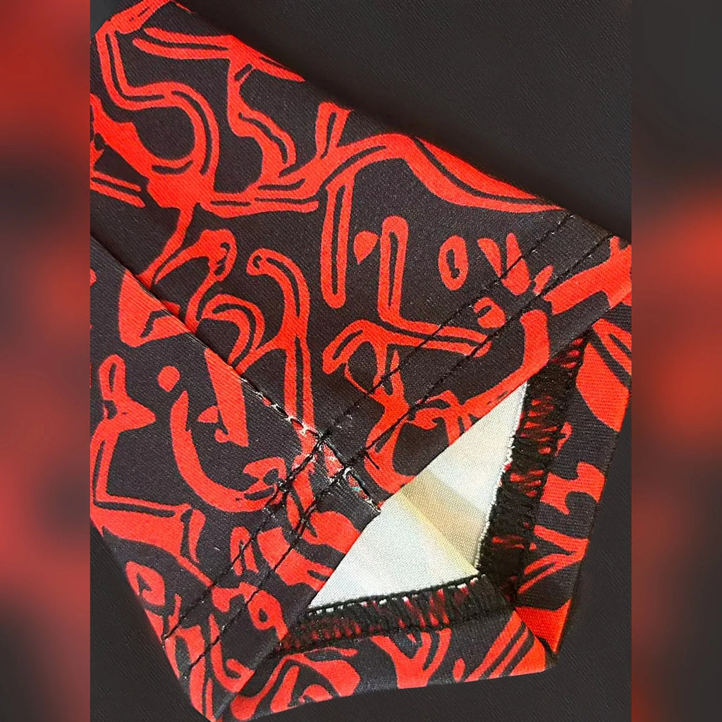 Legging noir à motifs nordiques rouges – Femme – vue 7 | Les Secrets de Léa