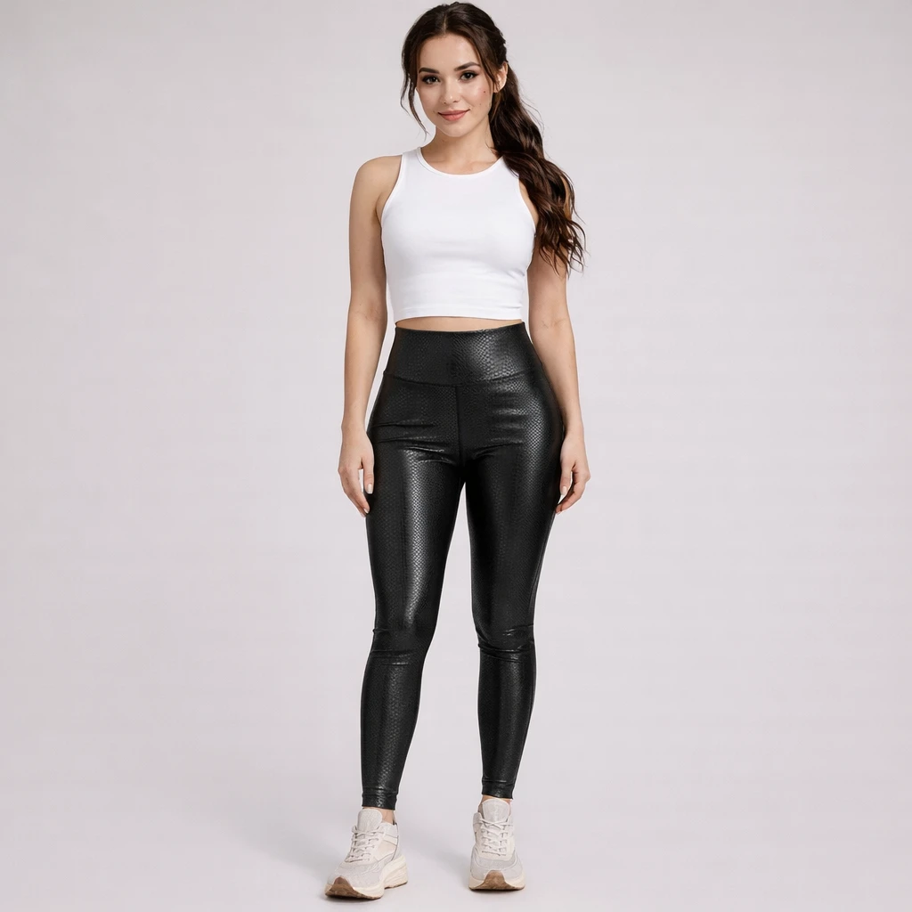 Leggings Cuir PU Noir Taille Haute Serpent - LSDLBoutique