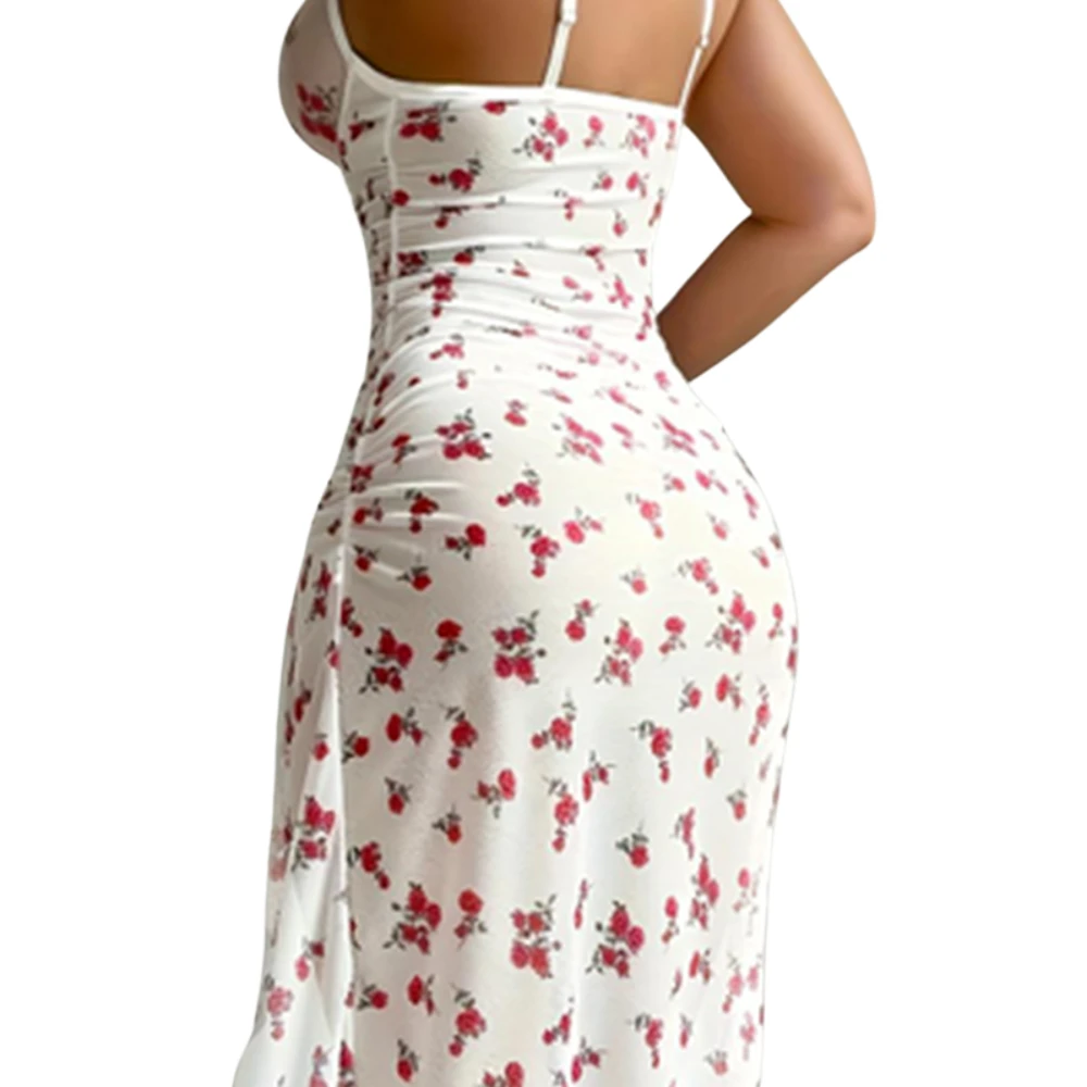Les Secrets de Léa – Robe longue fendue imprimée fleurie blanche – Gabriella - LSDLBoutique