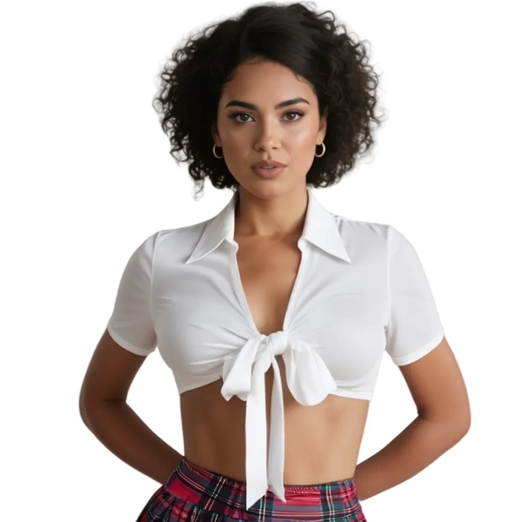 Martine Uniforme Carreaux Rouges Jupe Plissée Et Chemisier Noué - LSDLBoutique