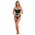 Maillot de bain une pièce Medina par Les Secrets de Léa, noir avec bordures blanches et ceinture blanche à boucle dorée