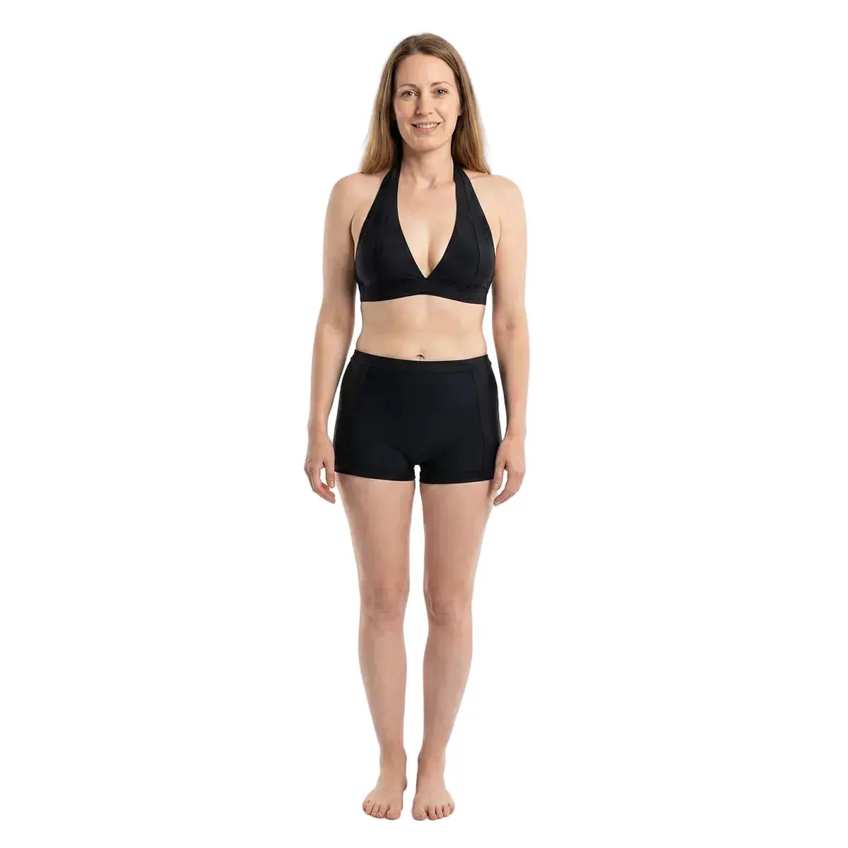Maillot de bain triangle shorty Bora Noir par Les Secrets de Léa, bikini noir deux pièces