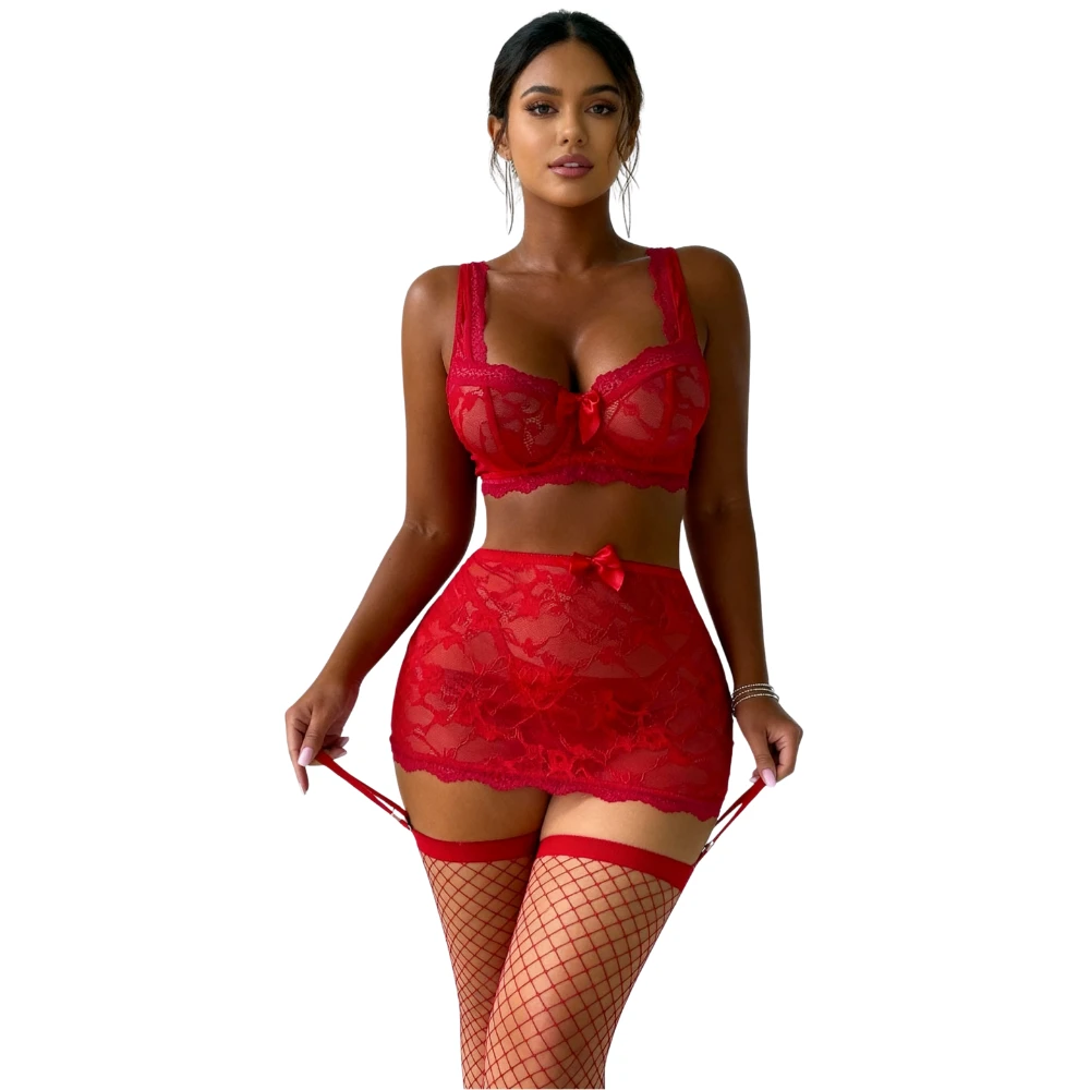 Les Secrets de Léa – Ensemble dentelle rouge deux pièces – Maryline - LSDLBoutique