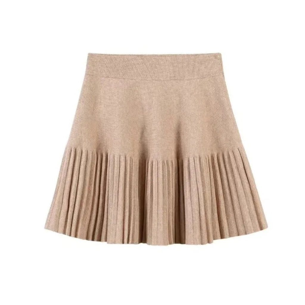 Mini-jupe plissée en maille – Taille élastique