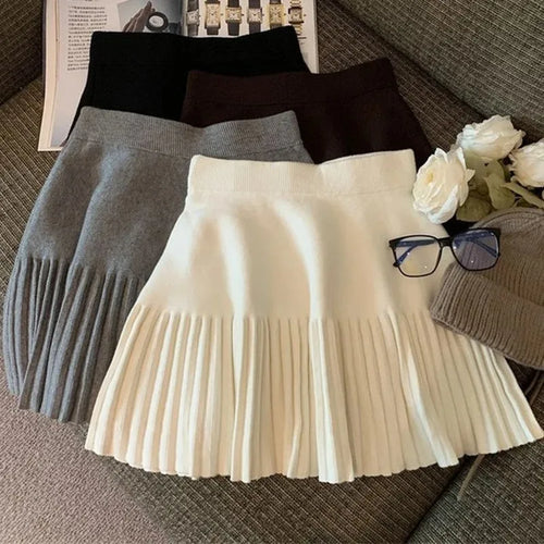 Mini-jupe plissée en maille – Taille élastique – vue 2 | Les Secrets de Léa