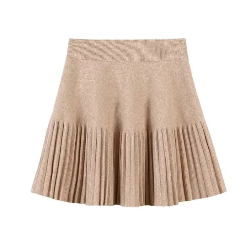 Mini-jupe plissée en maille – Taille élastique – vue 3 | Les Secrets de Léa