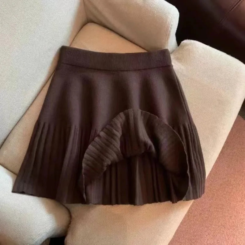 Mini-jupe plissée en maille – Taille élastique – vue 5 | Les Secrets de Léa