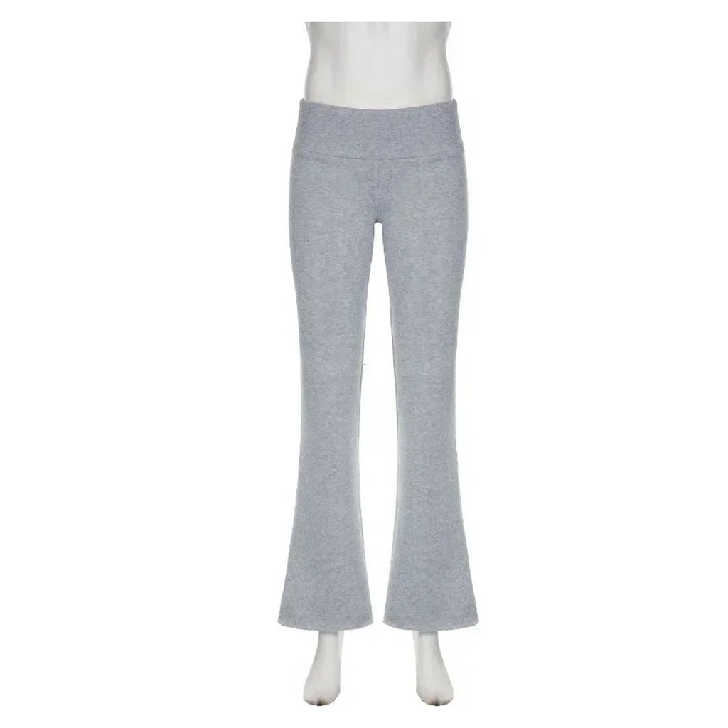 Pantalon évasé taille basse en maille – Gris ou noir