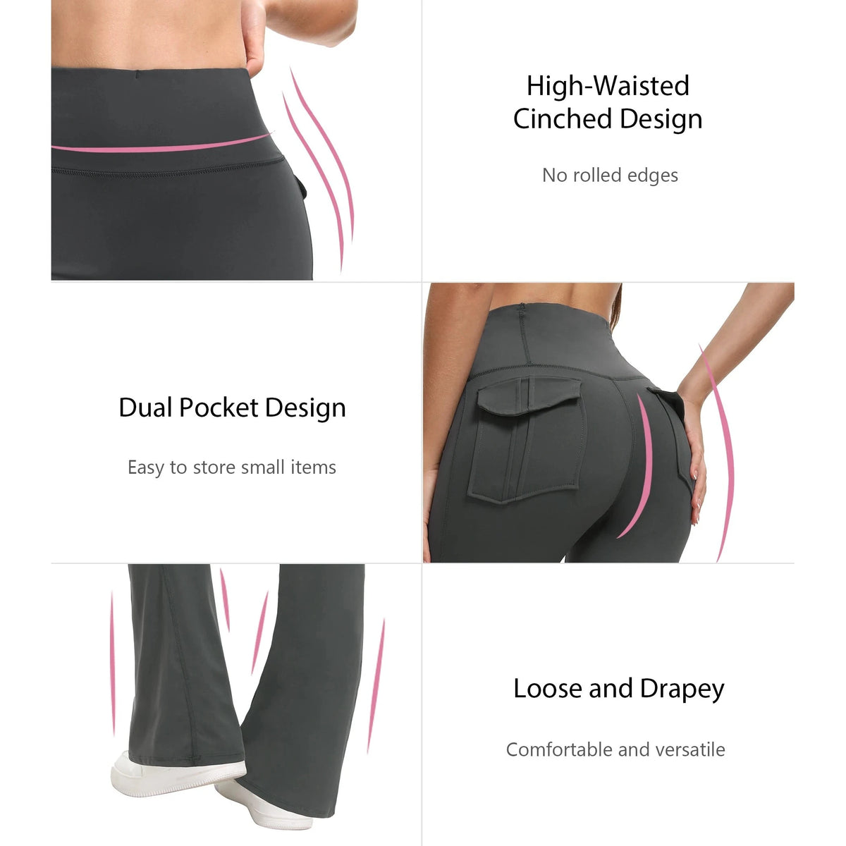 Pantalon de yoga évasé à poches – Classique ou molletonné – vue 6 | Les Secrets de Léa
