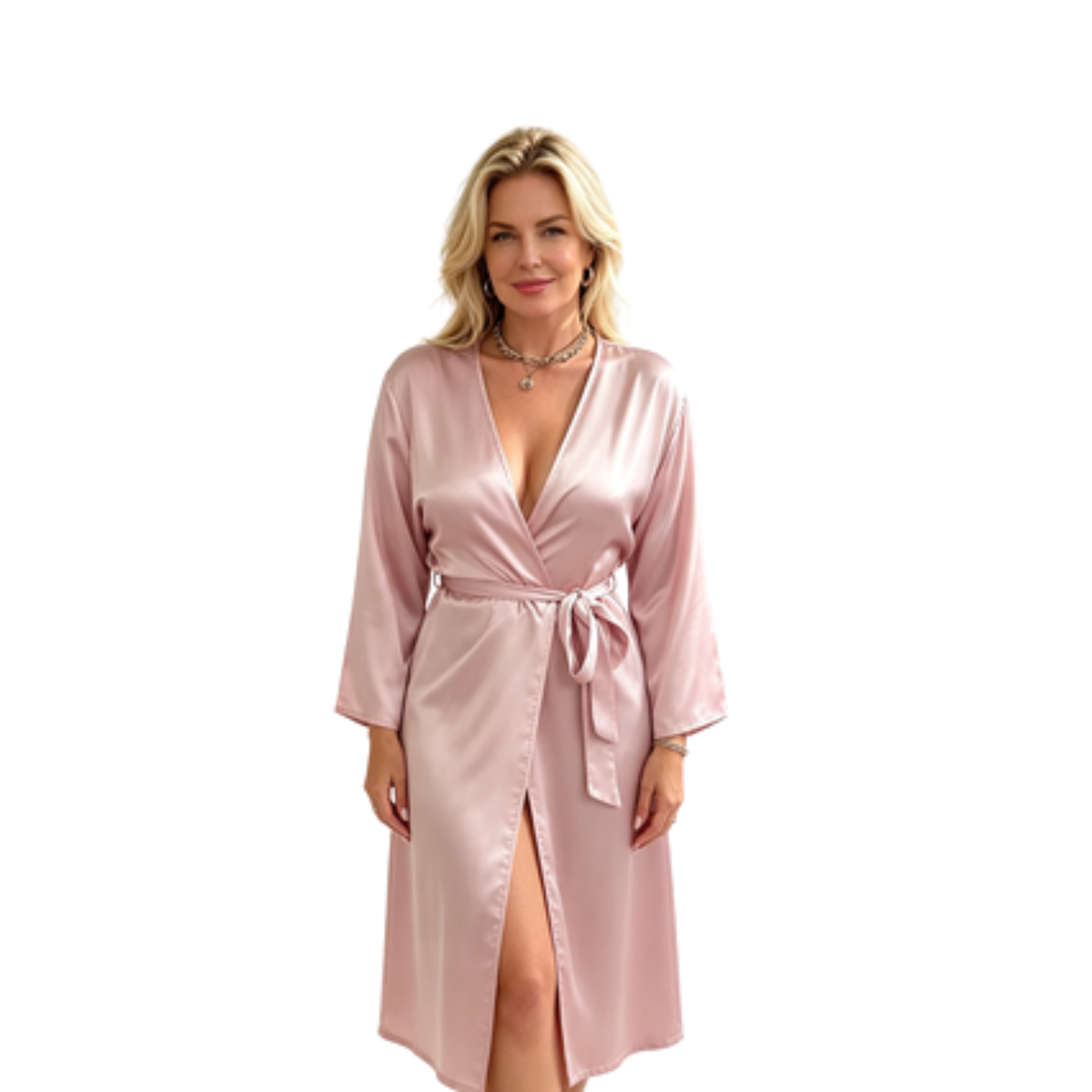 Peignoir en satin ceinturé – Six coloris – vue 4 | Les Secrets de Léa