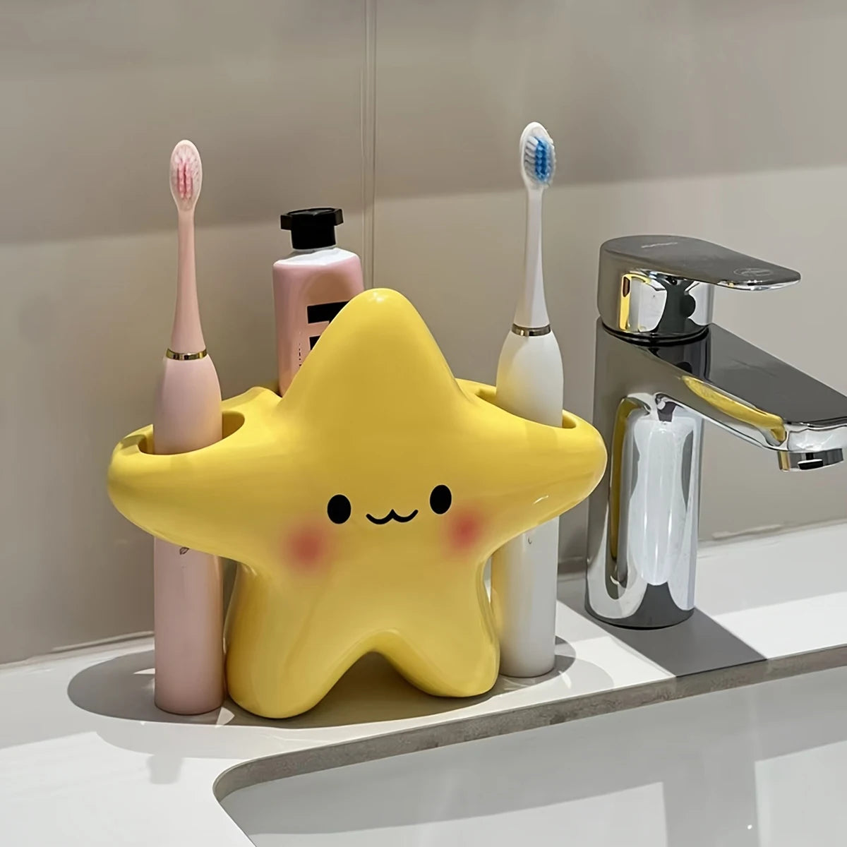 Porte-brosse à dents étoile souriante – Jaune – vue 2 | Les Secrets de Léa