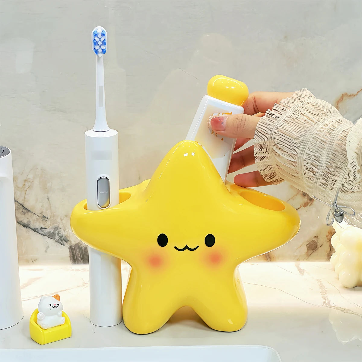 Porte-brosse à dents étoile souriante – Jaune – vue 7 | Les Secrets de Léa