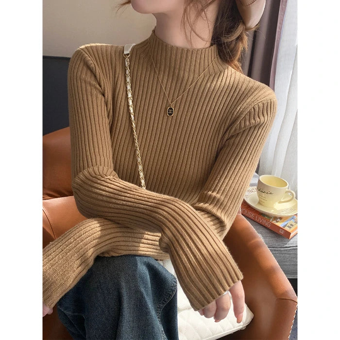 Pull col montant côtelé slim femme – 7 coloris – vue 12 | Les Secrets de Léa