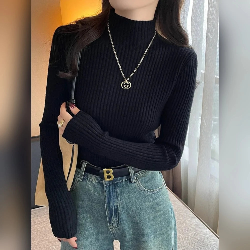Pull col montant côtelé slim femme – 7 coloris – vue 9 | Les Secrets de Léa