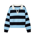Pull col polo rayé en maille – 8 coloris, S à L – vue 12 | Les Secrets de Léa