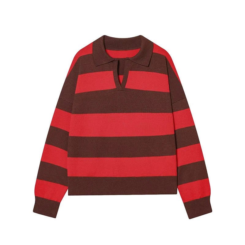 Pull col polo rayé en maille – 8 coloris, S à L – vue 16 | Les Secrets de Léa